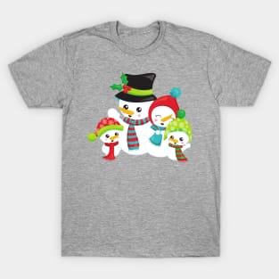 Christmas Snowman, Carrot Nose, Snowman Family T-Shirt